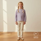 Bomullspoplin - Retro blomma, lila
