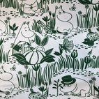 Moomin | Vävt tyg - Garden Life in MomminVally, Vit/grön