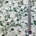Moomin | Vävt tyg - Garden Life in MomminVally, Vit/grön