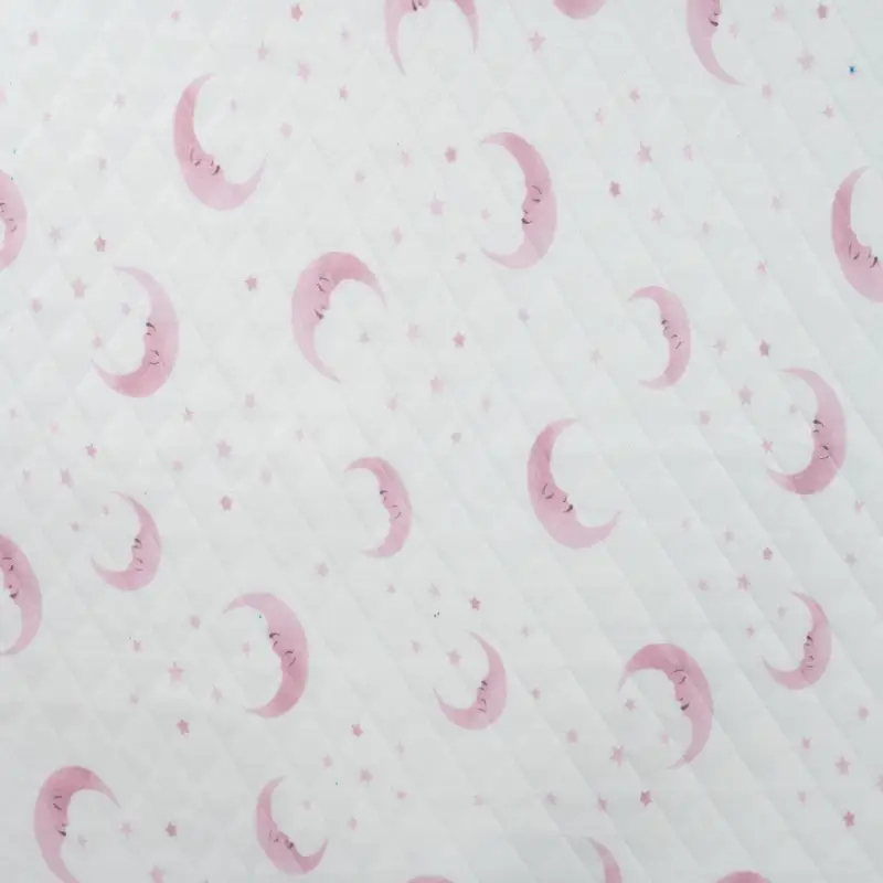 Quiltad jersey - Måne, rosa