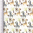 Trikåtyg - Cute Safari, Off-White