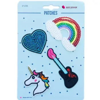 Fabric label - Rainbow guitar