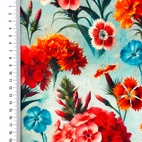 Prim Red Flower - Viscose Jersey.
