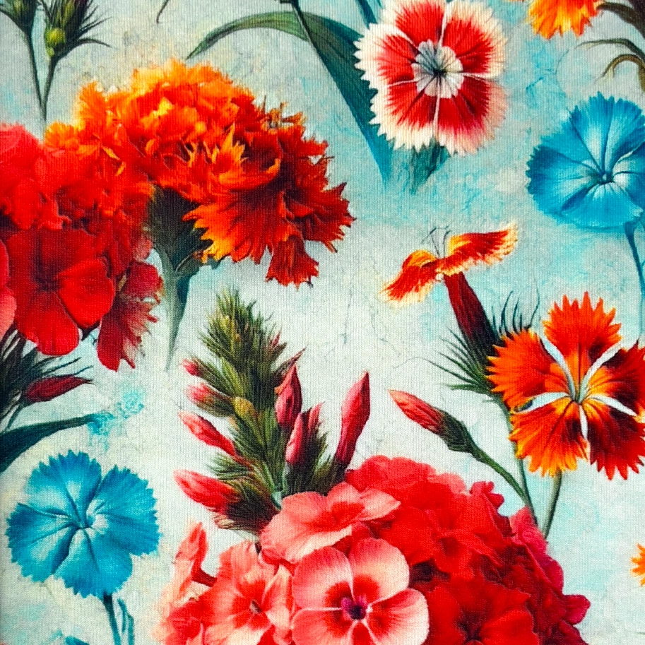 Prim Red Flower - Viscose Jersey.