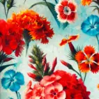 Prim Red Flower - Viscose Jersey.