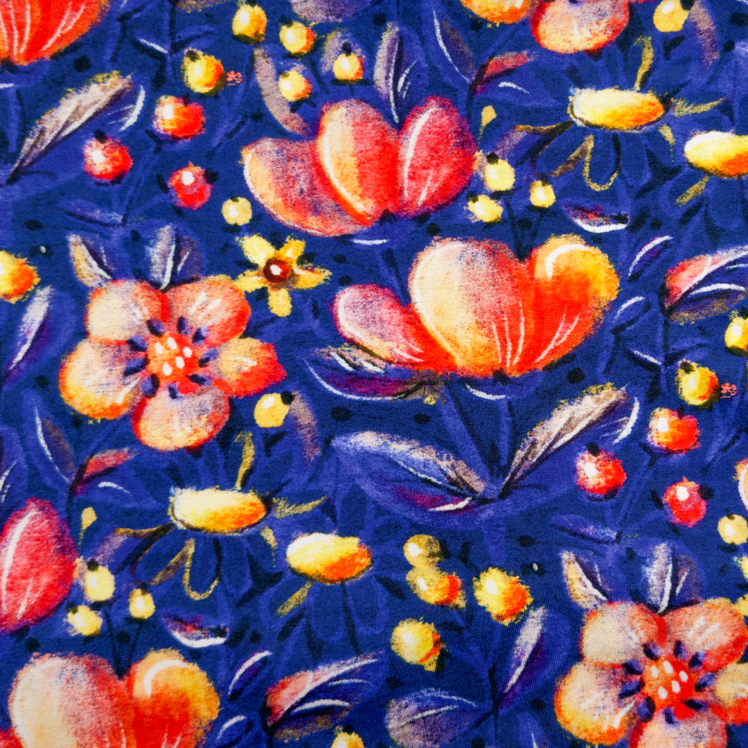 Flowers And Leaves - Viscose Jersey.