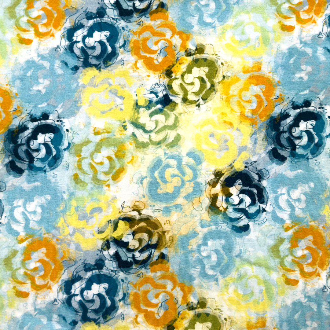 Roses Blue - Viscose Jersey.