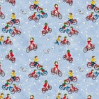 Trikåtyg - Lotta cyklar, ljusblå