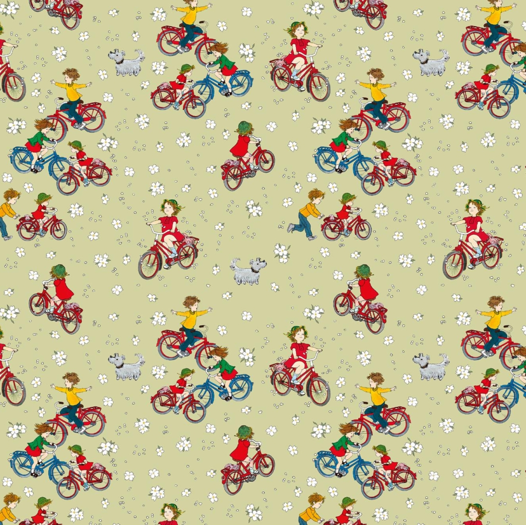 Trikåtyg - Lotta cyklar, grön