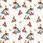 Trikåtyg - Lotta cyklar, vit