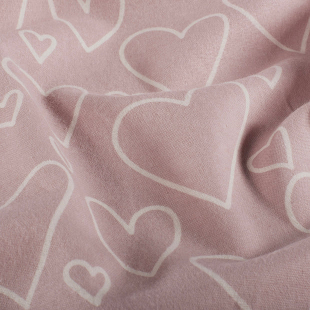 Flanell - Hjärtan, rosa
