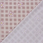 Flanell - rutan & blommor, rosa