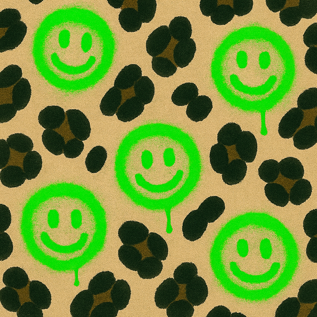 Leopard With Neon Smiley's. Neon Green - Jogging