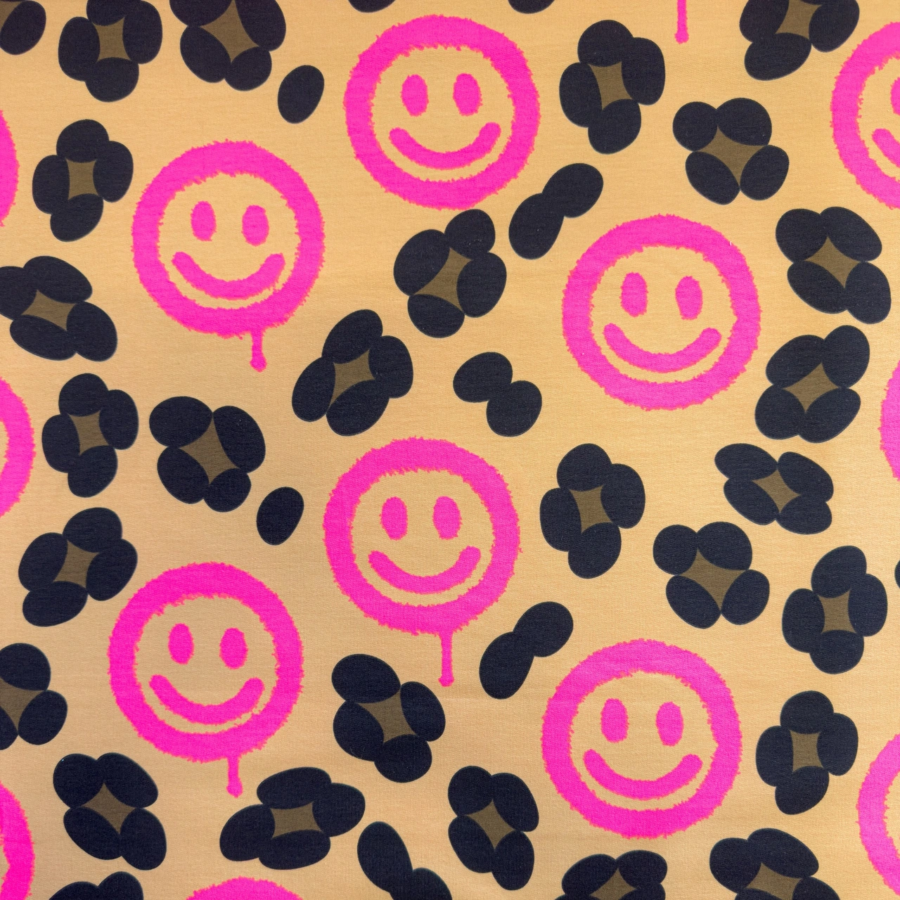 Leopard With Neon Smiley's. Fuchsia - Jogging
