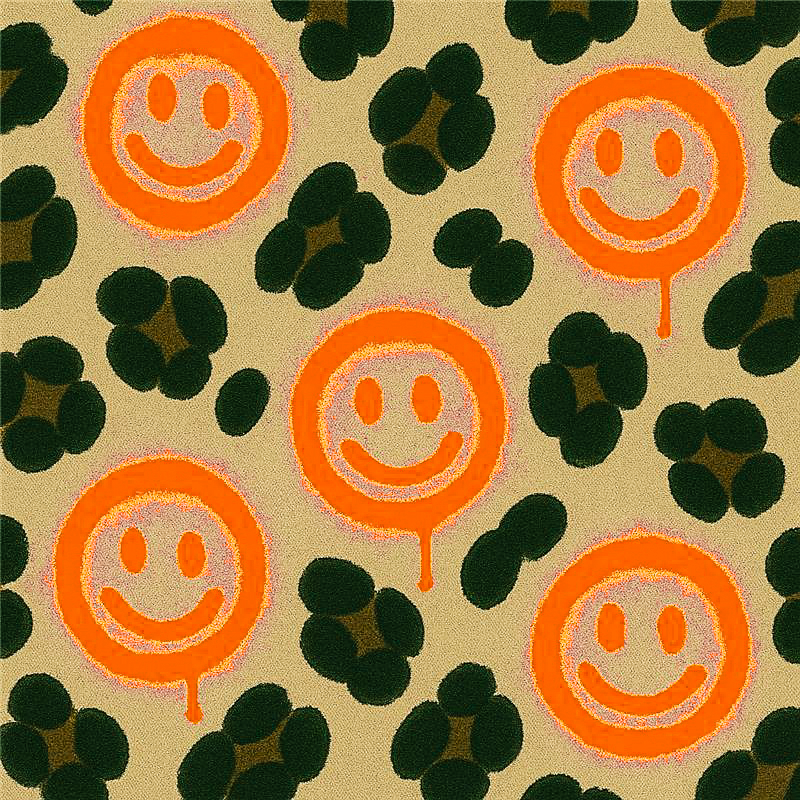 Leopard With Neon Smiley's. Neon Orange - Jogging