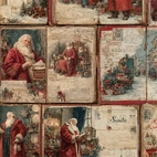 Bomullstyg ,Vävt - Vintage julbrev