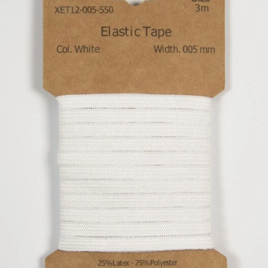 5mm - Resår, 3m - Vit