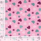 Trikåtyg - Hjärtan, rosa
